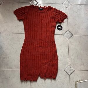 PINK Victoria's Secret Women's Ribbed Mini Dress - Rust Dress to Thrill the Boyz